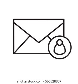 Personal mail linear icon. Letter thin line illustration. Sms message with user contour symbol. Vector isolated outline drawing