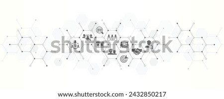 personal management human resources recruitment banner with the website icons and symbol of hr onboarding talent acquisition staff hiring or headhunting with technology background