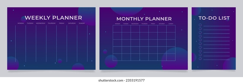 Personal meetings planning worksheet design template set. Printable goal setting sheet. Editable time management sample. Scheduling page for organizing personal tasks. Montserrat font used