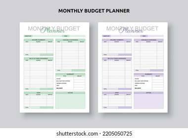 Personal Monthly Budget Plan, Printable Budget Planner Templates, Income And Expense Tracker