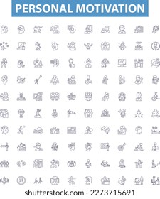 Personal motivation line icons, signs set. Inspiration, Drive, Determination, Self discipline, Resolve, Engagement, Aspiration, Initiative, Focus outline vector illustrations.