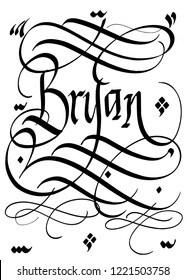 Personal name Bryan. Vector handwritten calligraphy name. Handmade lettering collection
