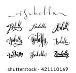 Personal name Isabella. Vector handwritten calligraphy set. Handmade lettering collection