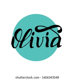Personal name Olivia. Vector set of handwritten calligraphy. Collection of hand-made inscriptions.The style of pop art.
It can be used as a logo.