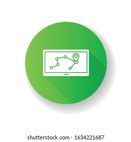 Personal navigation assistant flat design long shadow glyph icon. Navigator. PNA. GPS system. Portable electronic gadget. Mobile device. Positioning. Technology. Silhouette RGB color illustration