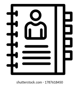Icono de bloc de notas personal. Icono de vector de bloc de notas personal de esquema para diseño web aislado en fondo blanco