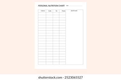 Personal Nutrition Chart KDP book