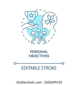 Personal objectives turquoise concept icon. Human resources management abstract idea thin line illustration. Isolated outline drawing. Editable stroke. Roboto-Medium, Myriad Pro-Bold fonts used