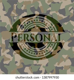 Personal on camo texture. Vector Illustration. Detailed.