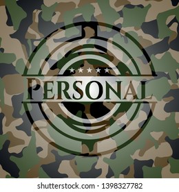 Personal on camouflaged pattern. Vector Illustration. Detailed.