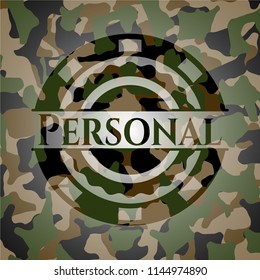 Personal on camouflaged texture