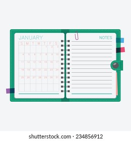 Personal organizer with calendar for January 2015