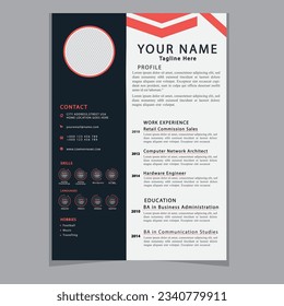 Personal original minimalist cv Resume. Modern template in yellow style. Vector illustration