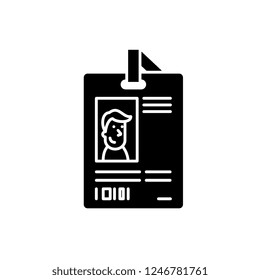 Personal pass black icon, vector sign on isolated background. Personal pass concept symbol, illustration 