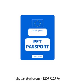 Personal passport for travel with dog or cat. Pet passport icon of document for pet.
