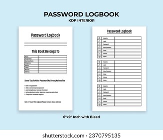 Personal Password Log book KDP Interior