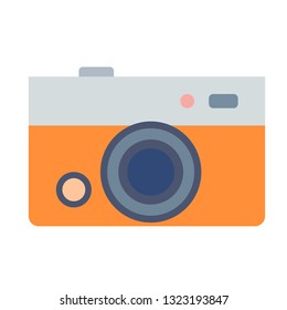 personal photo camera flat simple illustration. Lifestyle and personal activites series.