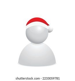 Personal photo placeholder icon design with Santa's hat. Vector illustration. Holiday's UI design.