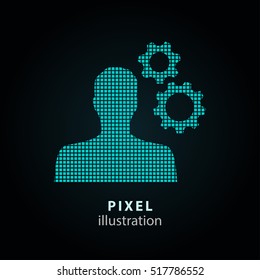 Personal - pixel icon. Vector Illustration. Design logo element. Isolated on black background. It is easy to change to any color.