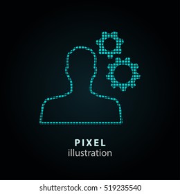 Personal - pixel icon. Vector Illustration. Design logo element. Isolated on black background. It is easy to change to any color.