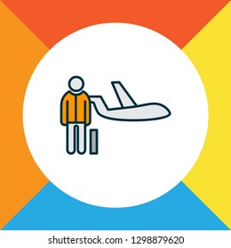 Personal plane icon colored line symbol. Premium quality isolated passenger element in trendy style.