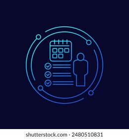 personal planner or schedule icon, linear design