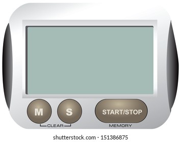 Personal portable digital timer with memory. Vector illustration.