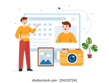 Personal Portfolio with Profile Data, Resume or Self Improvement to Attract Clients and Employers in Flat Cartoon Hand Drawn Templates Illustration