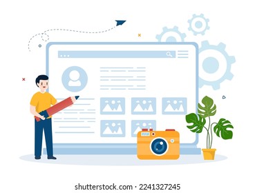 Personal Portfolio with Profile Data, Resume or Self Improvement to Attract Clients and Employers in Flat Cartoon Hand Drawn Templates Illustration