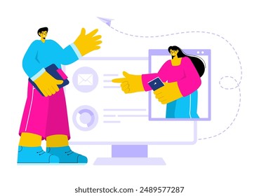 Personal Portfolio Vector Illustration with Profile Data, Resume, or Self-Improvement to Attract Clients and Employers in a Flat Cartoon Background