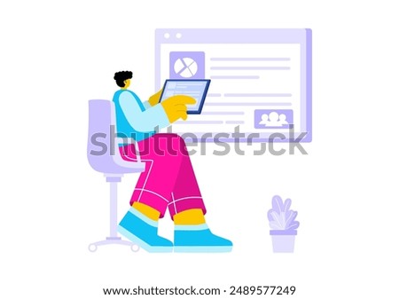 Personal Portfolio Vector Illustration with Profile Data, Resume, or Self-Improvement to Attract Clients and Employers in a Flat Cartoon Background
