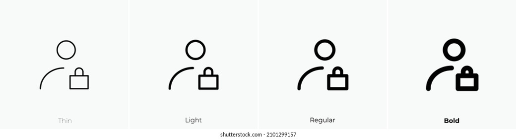 Persönliches Datenschutzsymbol. Thin, hellrosa und feines Design einzeln auf weißem Hintergrund