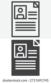 Conjunto de ícones de estilo diferente do cartão de perfil pessoal. Sinal e símbolo de linha, contorno e ícone de vetor sólido com traçado editável. Ícone de perfil para identificação, dados do usuário e ícone de currículo.