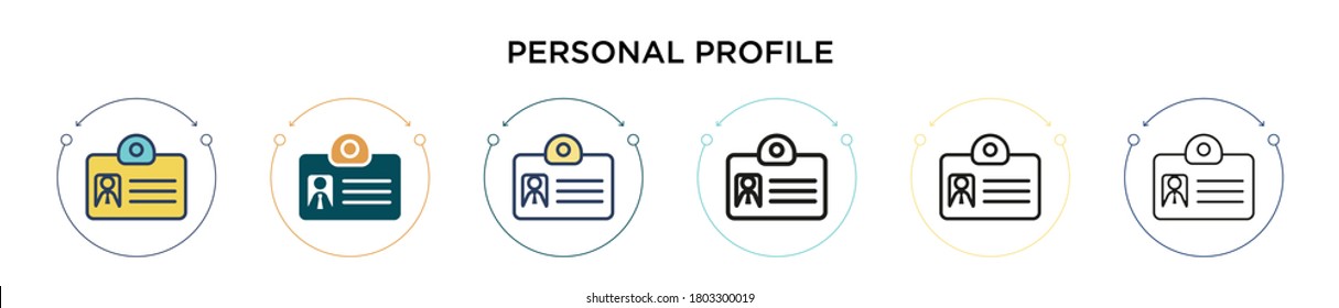 Personal profile icon in filled, thin line, outline and stroke style. Vector illustration of two colored and black personal profile vector icons designs can be used for mobile, ui, web