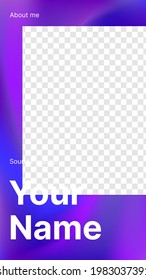 Personal Profile Information Banner. Stories Template for Portrait, Name and Occupation with Transparent Background. Vector illustration