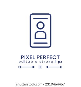 Personal profile linear desktop icon. Mobile authentication. Identity verification. Pixel perfect 128x128, outline 4px. GUI, UX design. Isolated user interface element for website. Editable stroke