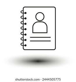 Personal profile notebook icon. Identity documentation outline. User information pad. Contact details binder. Vector illustration. EPS 10.
