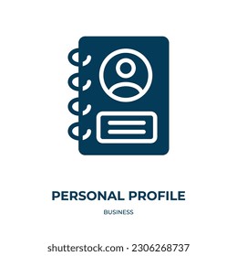 icono del vector de perfil personal. perfil personal, perfil, íconos llenos de personas de concepto de negocio plano. Icono de glifo negro aislado, elemento de símbolo de ilustración vectorial para diseño web y aplicaciones móviles