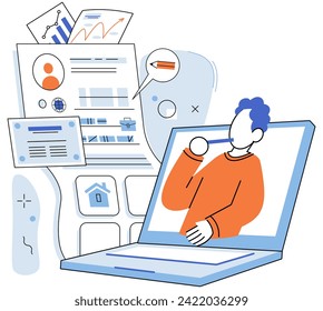 Perfil personal. Ilustración vectorial. La tecnología ha ampliado las posibilidades de desarrollo de perfiles personales y personalización Las interfaces fáciles de usar facilitan la navegación de páginas de perfiles personales