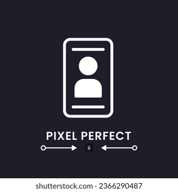 Personal profile white solid desktop icon. Mobile authentication. Identity verification. Pixel perfect 128x128, outline 4px. Silhouette symbol for dark mode. Glyph pictogram. Vector isolated image