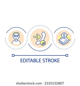 Personal proposal loop concept icon. Phone trading service in business. Remote deal with customer abstract idea thin line illustration. Isolated outline drawing. Editable stroke. Arial font used