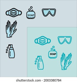 Equipo de protección personal Iconos de vectores creativos simples, logotipo de protección,