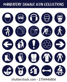 Personal Protection Equiptment - PPE  Mandatory Signage Icon Set Collection