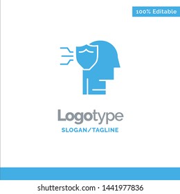 Personal, Protection, Security, Shield Blue Solid Logo Template. Place for Tagline
