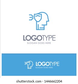 Personal, Protection, Security, Shield Blue outLine Logo with place for tagline