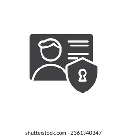 Icono de vector de protección personal. signo plano relleno para concepto móvil y diseño web. Icono de glifo de id. privado. Símbolo, ilustración del logotipo. Gráficos vectoriales
