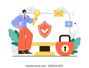 Personal Protection Vector Illustration Featuring Safety Equipment with a Construction Industrial Worker and Construction Tools in a Flat Background