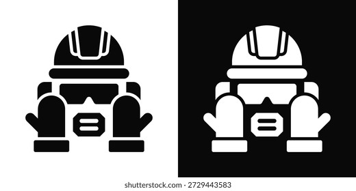 Ícone de equipamento de proteção individual Branco e preto Estilo de fundo