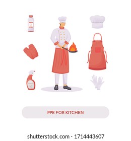 Personal protective equipment for kitchen flat concept vector illustration