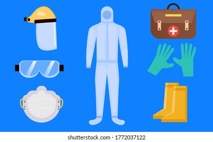 personal protective equipment medical in hospital flat illustration